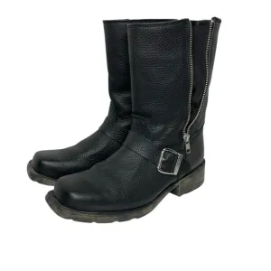 Dingo Men’s Size 8 Motorcycle Boots Side Zipper Black Square Toe