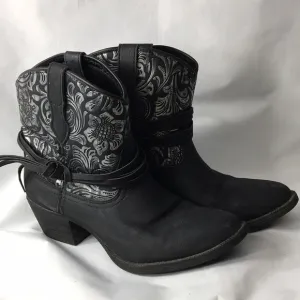 Dingo Women’s Black Silver Paisley Western Boots Size 6.5 GREAT Condition