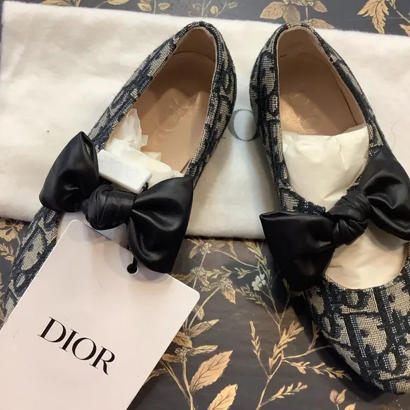 Dior Girls Youth Black and Gray Loafers