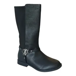 DKNY Emma Harness BOOTS Girls 5, Women's 6.5 Black Silver Riding Biker Boot NWOT