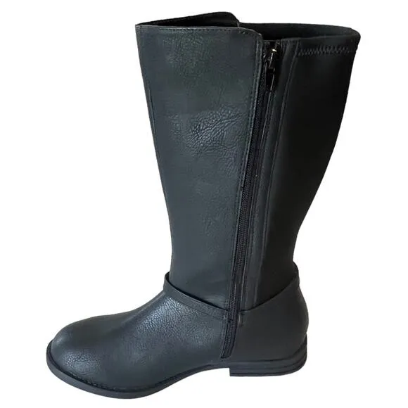 DKNY Emma Harness BOOTS Girls 5, Women's 6.5 Black Silver Riding Biker Boot NWOT