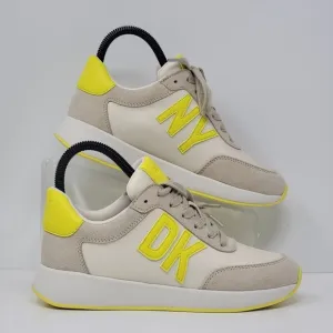 DKNY Women's Size 8M OAKS LOGO Lace Up Lifestyle Casual Shoes Beige/Yellow New