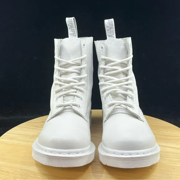 Doc Dr. Martens Smooth Leather Combat Boots Triple White 8-eyelets USA Multi Sz