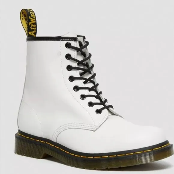 Doc Martens 1460 Smooth Leather Lace Up Boots White  6