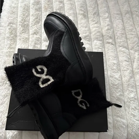 Dolce &amp; Gabbana Black Winter Rain Boots Sleek Durable Design