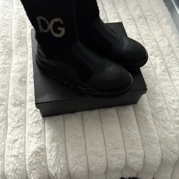 Dolce &amp; Gabbana Black Winter Rain Boots Sleek Durable Design