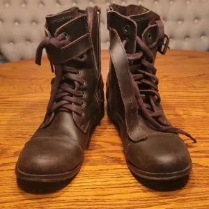 Dolce Vita Brown Distressed Rugged Buckle Genuine Leather Combat Boots Shoes