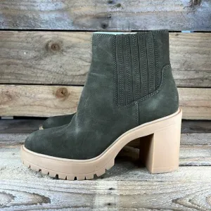 Dolce Vita Caster H2O Waterproof Suede Bootie - Olive - 8.5 Wide - NWOB