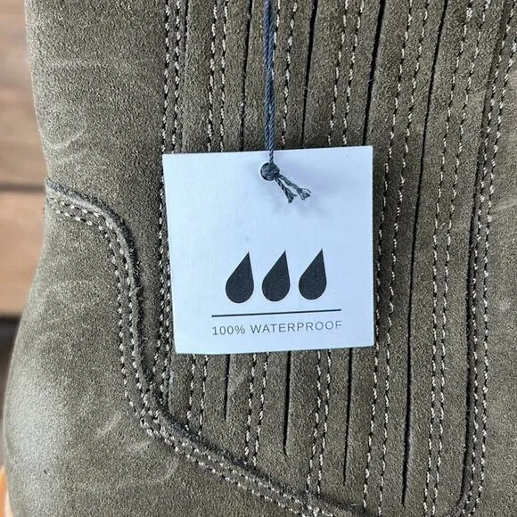 Dolce Vita Caster H2O Waterproof Suede Bootie - Olive - 8.5 Wide - NWOB