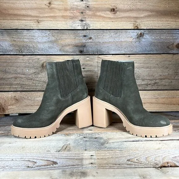 Dolce Vita Caster H2O Waterproof Suede Bootie - Olive - 8.5 Wide - NWOB