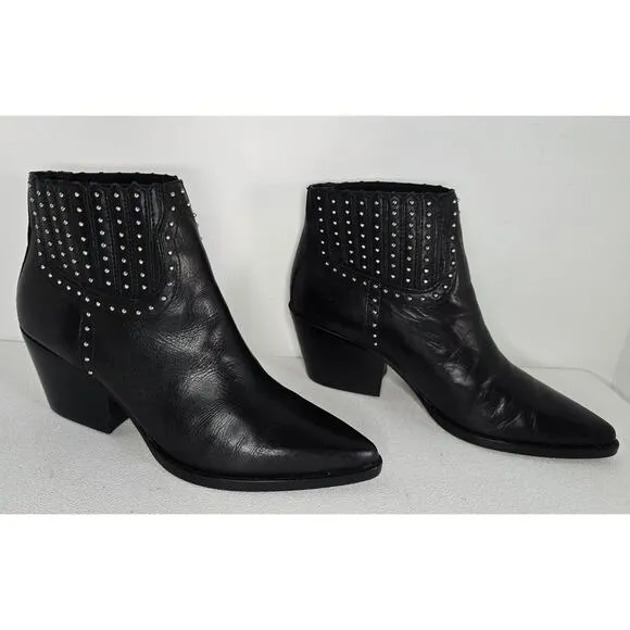 Dolce Vita Sethe Studded Ankle Boots 7.5 Black Leather MSRP $200