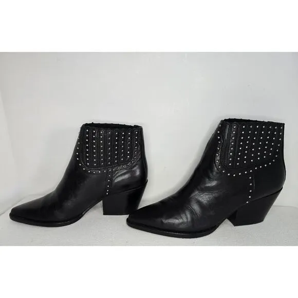 Dolce Vita Sethe Studded Ankle Boots 7.5 Black Leather MSRP $200