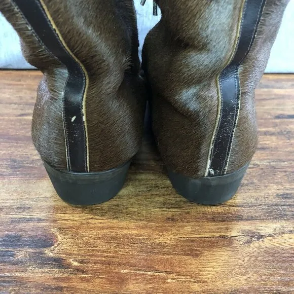Donagheys Women Size US 8 UK 6 Brown Pony Calf Hair Ankle Boots‎ Shearling Lined