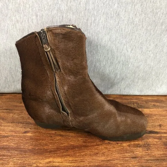 Donagheys Women Size US 8 UK 6 Brown Pony Calf Hair Ankle Boots‎ Shearling Lined