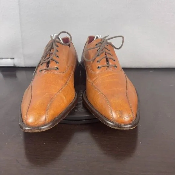 Donald J Pilner Oxford Dress Shoes Brown Bicycle Toe Mens Size 9.5 Made in Italy