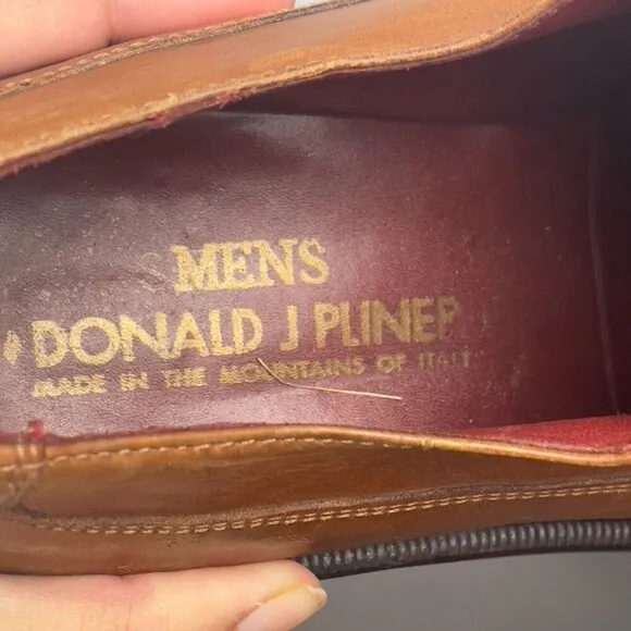Donald J Pilner Oxford Dress Shoes Brown Bicycle Toe Mens Size 9.5 Made in Italy