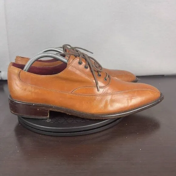 Donald J Pilner Oxford Dress Shoes Brown Bicycle Toe Mens Size 9.5 Made in Italy