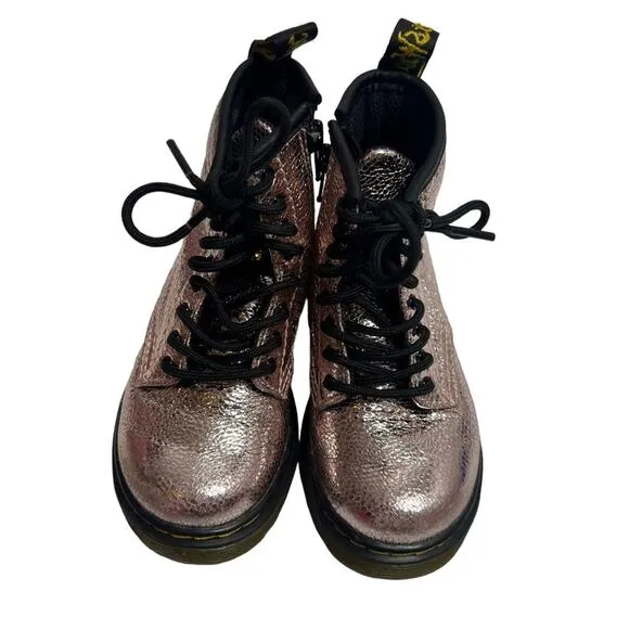 Dr. Doc Martens Airwair TODDLER 1460 CRINKLE METALLIC LACE UP BOOTS