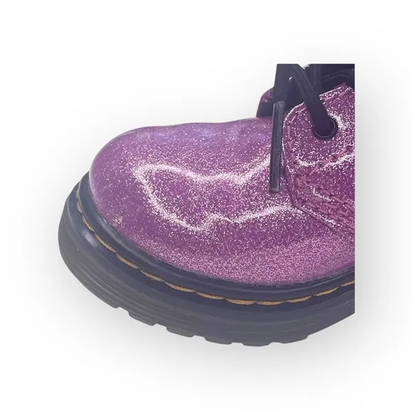 Dr Doc Martens ★ Girl’s Baby Walker 1460 Combat Boots ★ Dark Pink Glitter ★ 6M