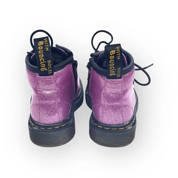 Dr Doc Martens ★ Girl’s Baby Walker 1460 Combat Boots ★ Dark Pink Glitter ★ 6M