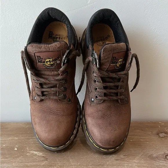 Dr Doc Martens Shoes Casual Oxford8052 Brown Leather Comfort Lace Up Kids Sz 6