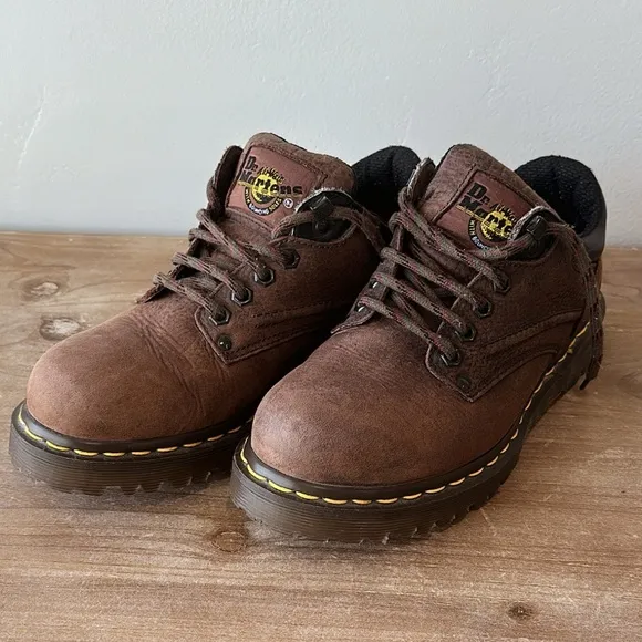 Dr Doc Martens Shoes Casual Oxford8052 Brown Leather Comfort Lace Up Kids Sz 6