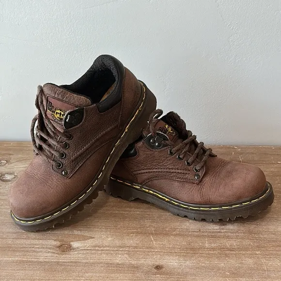 Dr Doc Martens Shoes Casual Oxford8052 Brown Leather Comfort Lace Up Kids Sz 6