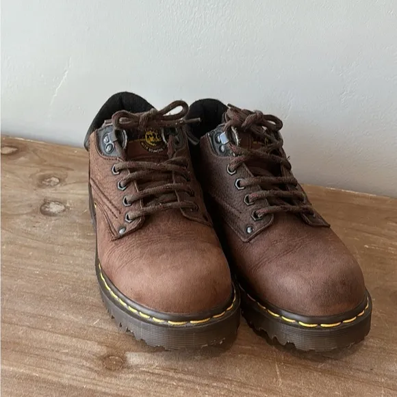 Dr Doc Martens Shoes Casual Oxford8052 Brown Leather Comfort Lace Up Kids Sz 6