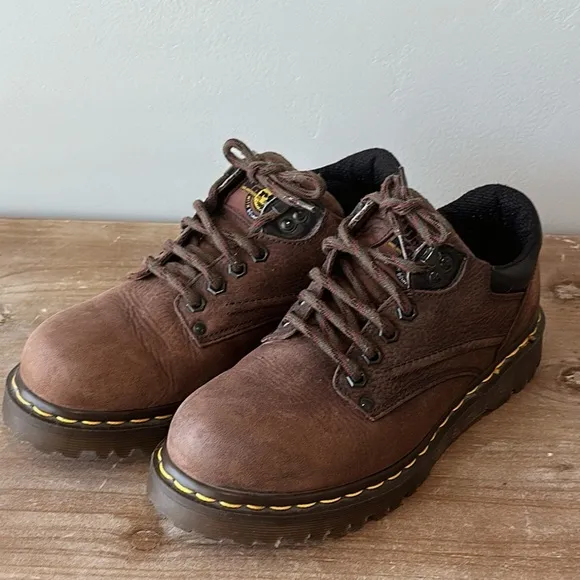 Dr Doc Martens Shoes Casual Oxford8052 Brown Leather Comfort Lace Up Kids Sz 6