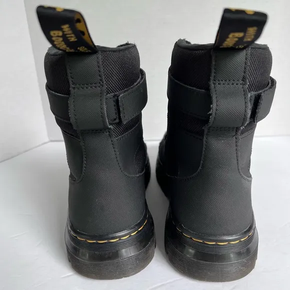 Dr Marten Black Suede Combs Tech Water Resistant Collar Strap Boots NWOT Size 8