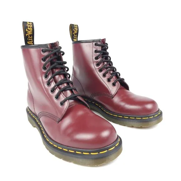 Dr. Martens 1460 Cherry Red Smooth Leather Lace Up Boots Women 8 90s Grunge Punk