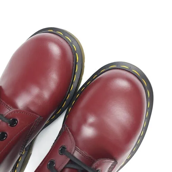 Dr. Martens 1460 Cherry Red Smooth Leather Lace Up Boots Women 8 90s Grunge Punk