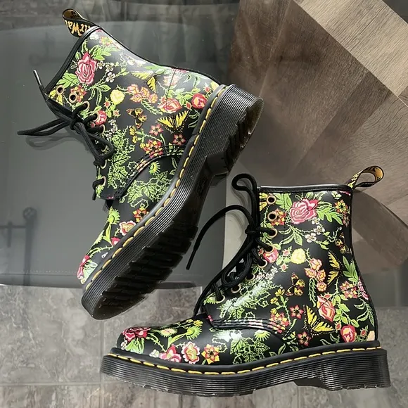 Dr Martens 1460 Floral Bloom Leather Lace-Up Boots, NEW, Size US 5 | EU 36