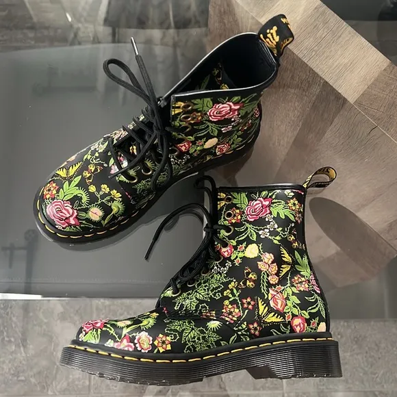 Dr Martens 1460 Floral Bloom Leather Lace-Up Boots, NEW, Size US 5 | EU 36