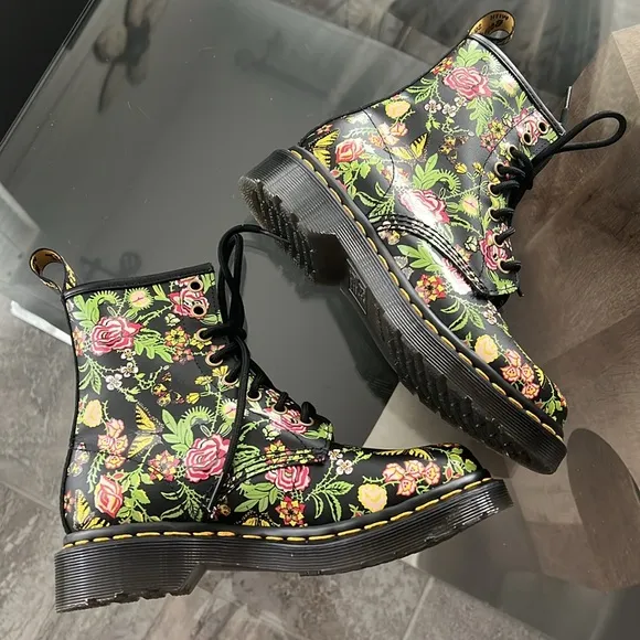 Dr Martens 1460 Floral Bloom Leather Lace-Up Boots, NEW, Size US 5 | EU 36