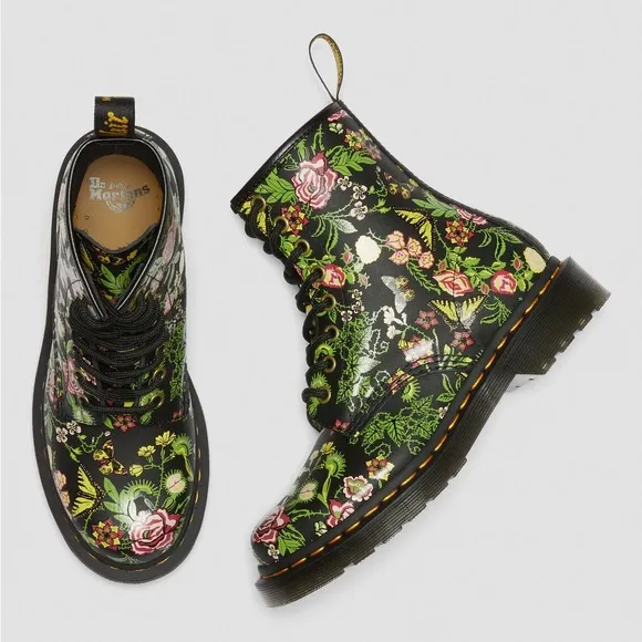 Dr Martens 1460 Floral Bloom Leather Lace-Up Boots, NEW, Size US 5 | EU 36