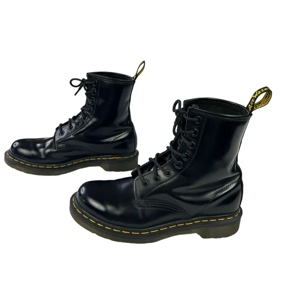 Dr. Martens 1460 Pascal Black Leather Ankle Boots Womens Size‎ 7