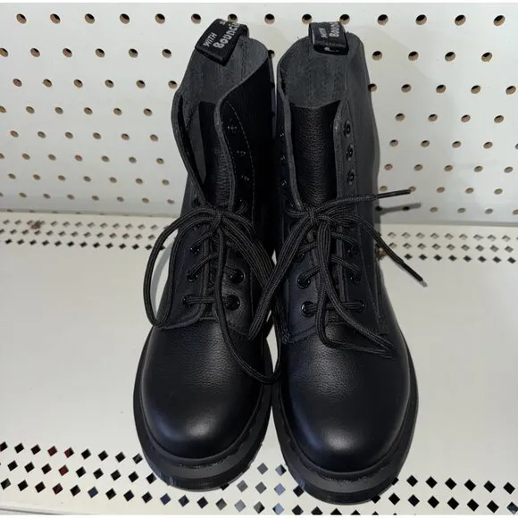 Dr. Martens 1460 Pascal Mono Womens Leather Combat Boots Size US 7 EU 38 Black