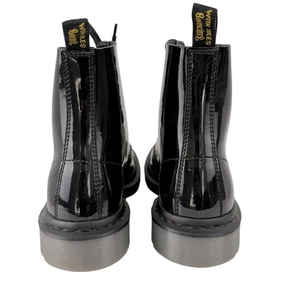Dr. Martens 1460 Pascal Stud Black Patent Leather Combat Boots Womens Size 8