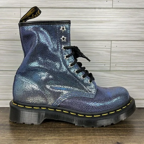Dr. Martens 1460 Sand Rainbow Ray Boots Women's‎ Purples Shoes - Women's Size 5