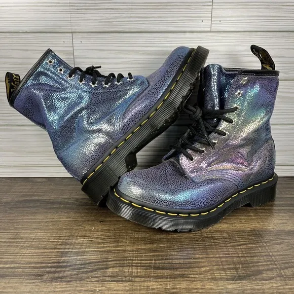 Dr. Martens 1460 Sand Rainbow Ray Boots Women's‎ Purples Shoes - Women's Size 5