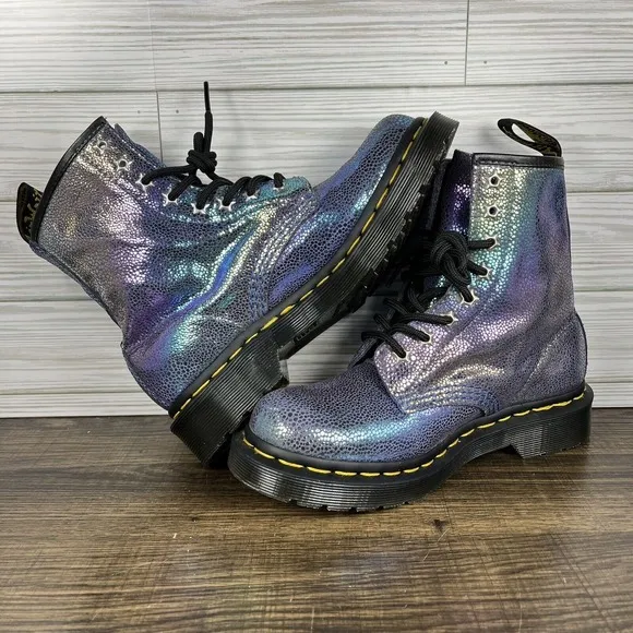 Dr. Martens 1460 Sand Rainbow Ray Boots Women's‎ Purples Shoes - Women's Size 5