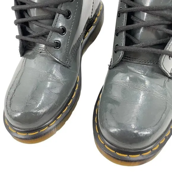 Dr. Marten's 1460 The Original Gray Patent Leather Boots Womens Size 7 Grunge