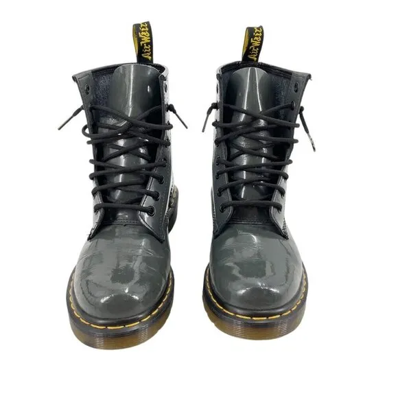 Dr. Marten's 1460 The Original Gray Patent Leather Boots Womens Size 7 Grunge