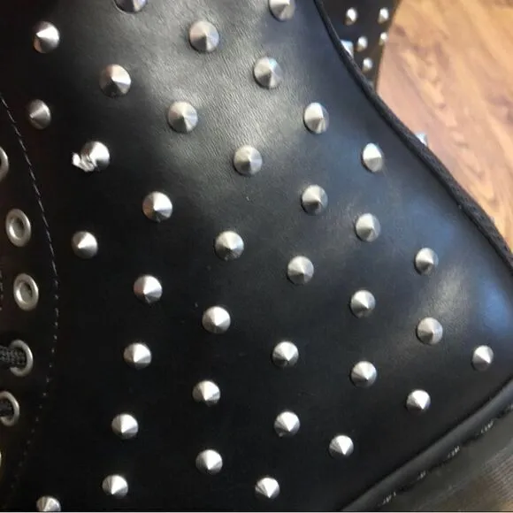 DR MARTENS 1460 studded black Leather combat goth boots booties shoes women’s 8