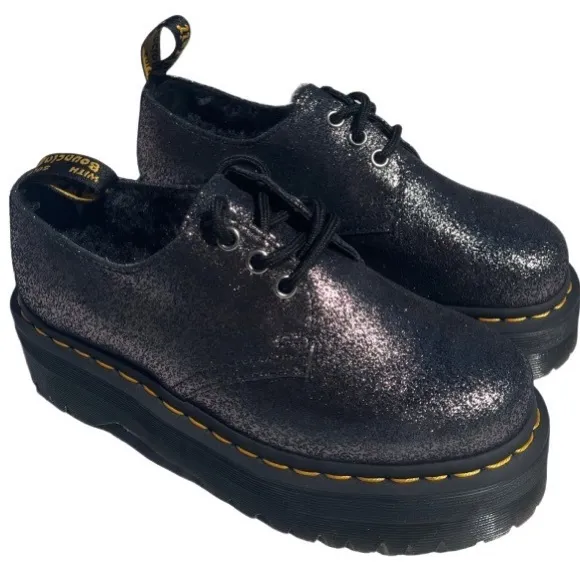 Dr. Martens 1461 faux fur lined metallic leather NWT low top platform shoes