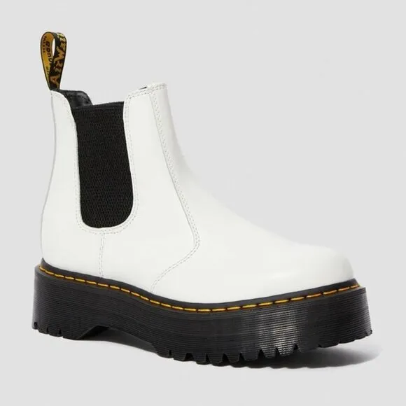 Dr. Martens 2976 Quad Platform Chelsea Boots in Smooth White M9/W10