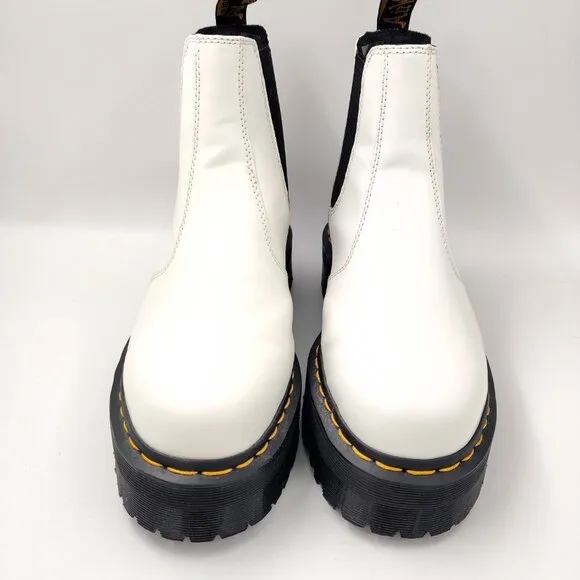 Dr. Martens 2976 Quad Platform Chelsea Boots in Smooth White M9/W10