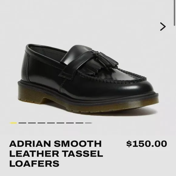 Dr. Martens Adrian Smooth Leather Tassel Loafers Shoes Sz:6 Black