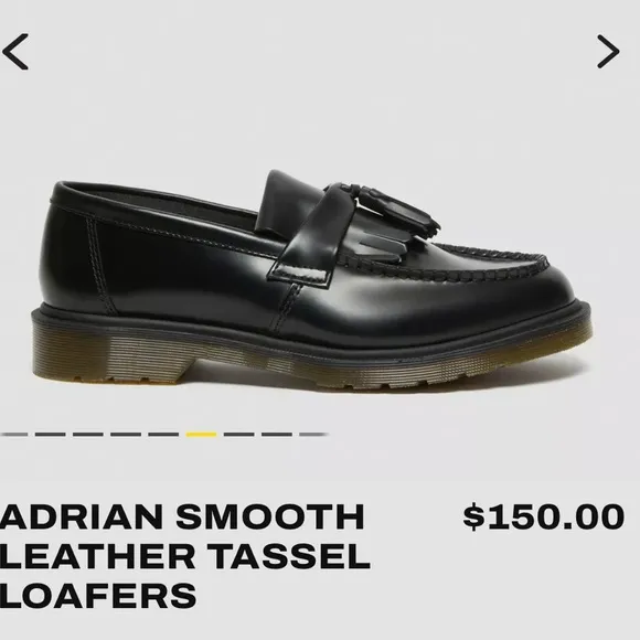 Dr. Martens Adrian Smooth Leather Tassel Loafers Shoes Sz:6 Black